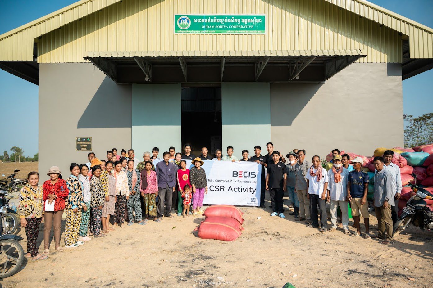 BECIS Cambodia Donated 30 Tons of Rice Husk Ash to Udom Soriya Community